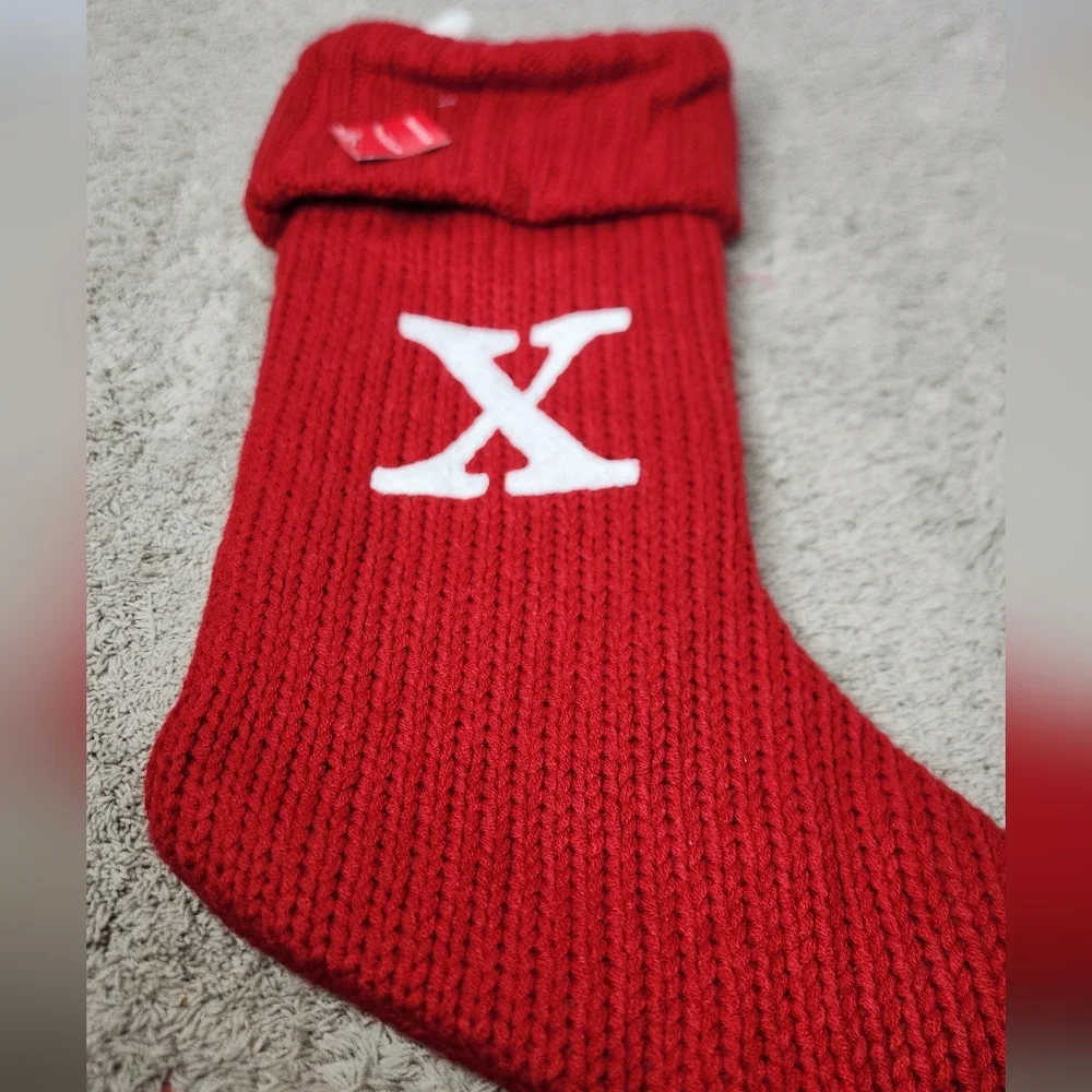 Knit Monogram Christmas Stocking Red X - Wondershop